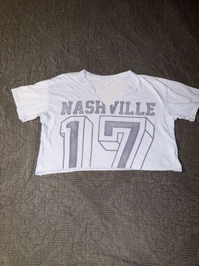 Hollister Light Blue Graphic Cropped Tee